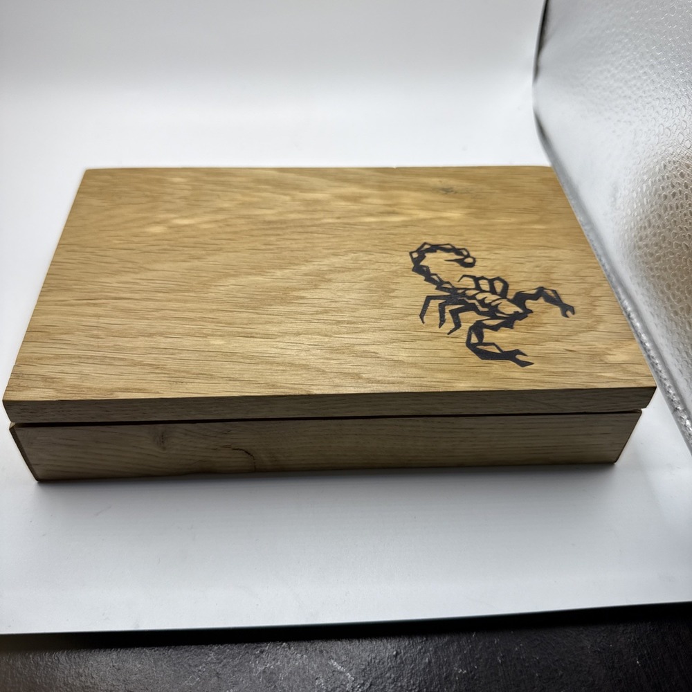 Domino Dominoes Von Pok Chang Double Six Red Black Dots Scorpion Wooden Box Vtg